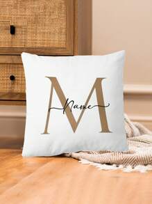 1 pieza Funda de almohada personalizada con patrón de inicial/nombre, decoración del hogar de estilo moderno y sencillo, funda de cojín suave, adecuada para abuela, padres, parejas, maestros, hermanas en varios tamaños - regalo perfecto para amas de casa, cumpleaños u ocasiones especiales, sin relleno de almohada incluido, transpirable, ligero, lavable, lindo, cálido, suave, cómodo, renovación otoñal del hogar, decoración de otoño - Multicolor - Ver 5