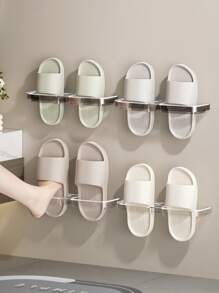 1pc Bathroom Non-Perforated Slipper Rack, Toiletries Storage, Shoe Organizer, Toilet Wall Mounted Drainage Rack