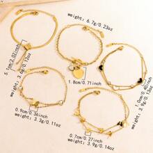 1pc/5pcs Stainless Steel Dainty Diamond-Studded Tree Of Life Bracelet For Women, Minimalist Style