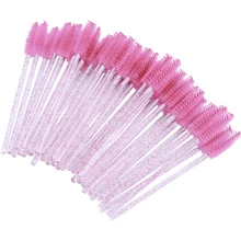 500 Piezas/200 Piezas/50 Piezas Brochas desechables para delineador de ojos, Cepillo de pestañas de nailon, Cepillo rodante, Sin cejas. Extensión de pestañas Varilla de plástico ABS adecuada para tipo de piel normal - Set de cabezales de cepillo rosa