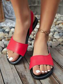New Style Spring/Summer Slip-On Simple Fashion Comfortable Casual Solid Color Popular Women Flat Sandals