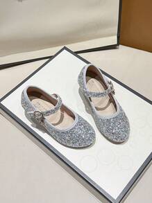Children's Glittery Glass Shoes For Girls, Soft Sole Chorus Performance Princess Shoes, Fashion High Heels Stage Shoes For Little Girls
