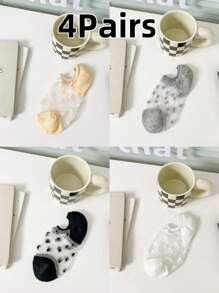 1/3/4/5 Pairs Fashionable Women Sheer Polka Dot Ankle Socks For Spring/Summer, Skin-Friendly, Breathable, Odor-Resistant, Comfortable And Moisture-Wicking, Luxurious Style, Suitable For Travel, Holidays, Parties, Christmas, Valentine's Day, Gift For Wife, Mom, Daughter, Everyday Wear - Multicolor - View 10