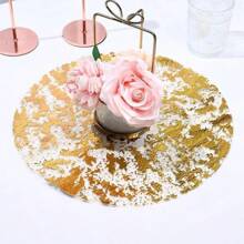 12Pcs Disposable Gold Placemats, Metal Round Disposable Golden Foil Table Pads, 13 Inches (About 33.0 Cm) Gold Foil Grid Pressed Autumn Table Mats, Household Bowl Plate Mat, Suitable For Dining Tables, Weddings, Birthdays, Parties, Holidays, Home Decoration ( Gold )