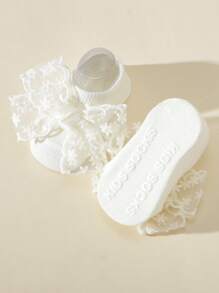 1 Set Baby's Sweet Lace Bow Headband + Bow Boat Socks, Summer - Beige - View 4