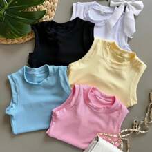 3 Piece Basic Ribbed Tank Top Kit For Ages 2 To 12 Summer Autumn Winter - 彩色 - 查看 2