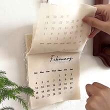 1pc 2025 Creative Linen Canvas Wall Calendar, Minimalist Beige Design With Monthly Layout, Ideal Gift For Home Or Office Decoration, Friends And Family (Without Hanging Hook)