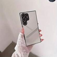 Soft Silicone Makeup Mirror Cases Compatible With Samsung Galaxy S25 S24 Ultra S20 S23 FE S22 Ultra S21 Plus A06 A16 A26 A36 A56 A14 A15 A34 A35 A55 A54 A24 A25 A53 A52 A52S 5G Full Lens Camera Protective ShockProof Case - Black - View 5