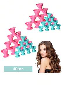 40 件蘑菇卷发棒、硅胶卷发器、硅胶造型卷、蜗牛卷、波浪卷、卷发器、免热卷发器、理发沙龙美发产品及配件、美容旅行必备品、返校季必备品、旅行度假必备品、女士发饰