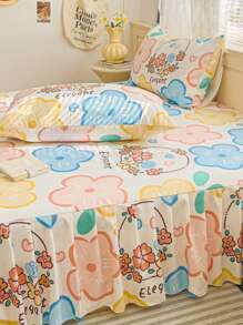 3 件套：1 件荷叶边羽绒被套和 2 件枕套，吸湿排汗，可机洗，厚实柔软拉绒，全包裹松紧带闭合，适合所有季节，适合全家人 - 甜蜜桔朵 - 查看 10