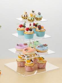 Suporte Redondo Acrílico para Exposição de Bolos, Expositor Multiandares para Sobremesa e Alimentos para Casamento, Festa de Aniversário