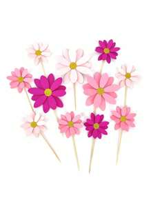 5pcs/10pcs/8pcs/6pcs/1set, 3D Multi-Layer Cake Decoration With Daisies; Mother's Day Cake Decoration With Small Flowers On Bamboo Skewers; Birthday Party Gathering With Bright Flowers On Bamboo Skewers; Random Color Shipping.