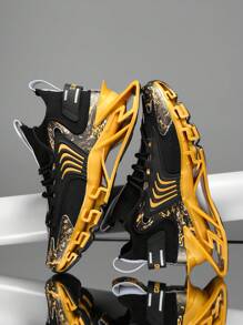 Men's Four-Season Sports Shoes, Punk Science Fiction Sole Design, Breathable Help Surface, Comfortable Inside, Suitable For Daily Fitness Wear