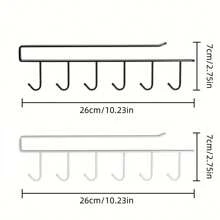 1 pezzo Portamug da parete bianco/nero a 6 ganci, supporto da parete per armadietti, pentole, utensili, senza bisogno di forare, per stoccaggio di utensili da cucina, decorazione per ambienti, adatto per cucina, ristorante, festa, campeggio, raduni, regalo per amici e famiglia
