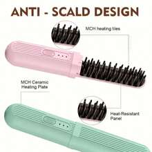 1 lisseur et friseur portable à double usage, peigne électrique ionique rechargeable USB, charge anti-brûlure, convient pour les voyages, cadeau idéal pour les femmes 2000mAh