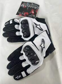 Alpinestars SMX-1 AIR V2 摩托车手套，超细纤维皮革碳纤维材质，适用于骑行、摩托车、越野摩托车、自行车，透气防护，耐磨，触屏操作，男女通用 - 白色 - 查看 6
