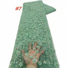 African Nigerian Net Groom Lace Fabrics 2025 High Quality With Sequins For Evening Dress Latest French Beaded Tulle Lace Fabric Sewing - Multicolor - View 10