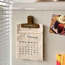 1pc 2025 Creative Linen Canvas Wall Calendar, Minimalist Beige Design With Monthly Layout, Ideal Gift For Home Or Office Decoration, Friends And Family (Without Hanging Hook)
