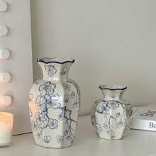 One Hand-Painted Blue And White Ceramic Vase In Vintage-Style For Flowers, Suitable For Living Room, Bedroom, Balcony Decoration, For Dried Flowers, Artificial Flowers & As An Ornament,Home Decor,Flower Vase,Centerpiece,Table Decor Rama Decoration Rama Gifts Birthday Graduation Room Decor Glass Vase