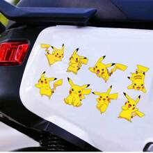 pokemon Pegatinas reflectantes de Pikachu de Pokemon - 8 diseños divertidos para coches, motocicletas, mochilas y talla grande, perfectos para fans, decoración de vehículos y agregar un toque lúdico a tu estilo