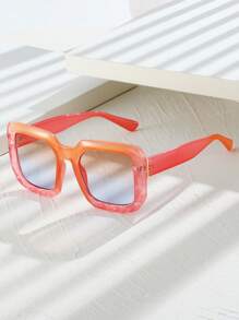 1 pieza Gafas de estilo vintage de colores en bloque cuadradas unisex, para el estilo de vida callejero Y2K. Gafas casuales para el verano, la playa, al aire libre y los viajes