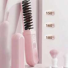 1 lisseur et friseur portable à double usage, peigne électrique ionique rechargeable USB, charge anti-brûlure, convient pour les voyages, cadeau idéal pour les femmes 2000mAh