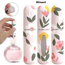 1 件便携式 0.17 盎司香水喷雾瓶，带花卉图案 - 可再填充迷你旅行雾化器，化妆品泵式分配器，塑料，不含 BPS 旅行必需品旅行配件旅行必备品海滩度假暑假学校配件返校用品