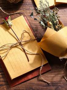 50 Sheets A5 Size Vintage Kraft Paper Stationery + 15 Envelopes Back To School - Brown - View 2