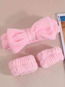 1 Face Wash Headband/2 Face Wash Wristbands/3 Sets Of Spa Headbands, Makeup Headbands, Face Wash Headbands, Skin Care Headbands, Bows, Bubbles, Spa Headbands, Wristbands, Sets Of Hair Accessories For Women And Girls Back To School