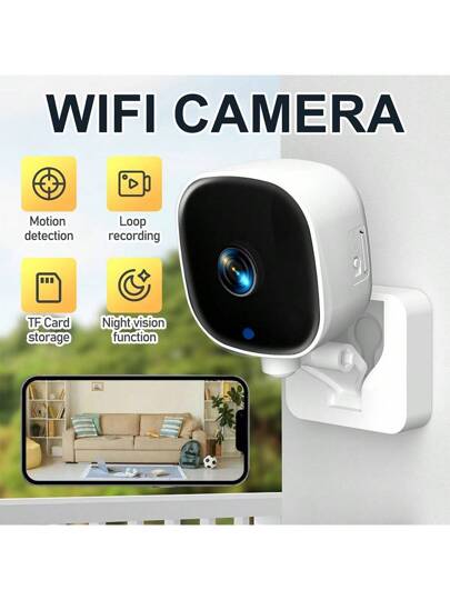 1pc APP Security Camera Indoor, 1080P Pet Camera, Mobile Phone APP, Foldable Home Baby Flexible Installation, Motion Detection, Two Way Audio, Night Vision.