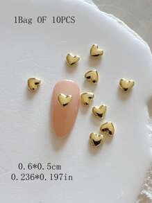 1 Pack Metal Jewelry Nail Art Accessories Heart 3D Nail Decorations