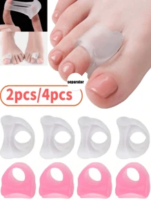 Separadores de dedos de los pies de silicona blanca y rosa, 2/4/6/8/10 piezas, divisor de dedos suave, resistente al agua y duradero, adecuado para deportes y cuidado diario de los pies, protector y funda para los dedos - Multicolor - Ver 2