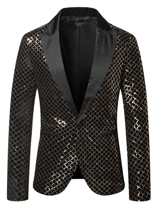 New Spring Fashion Men Rhinestone Sequins Embellished Blazer