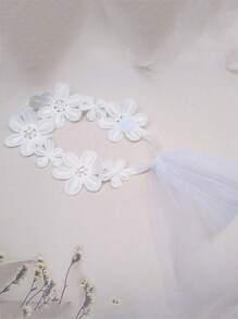 1pc Children/Baby Headband Hair Accessory, Ethereal Mesh Five Flower Ornament Infant Toddler Hair Band