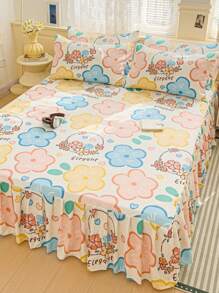 3 件套：1 件荷叶边羽绒被套和 2 件枕套，吸湿排汗，可机洗，厚实柔软拉绒，全包裹松紧带闭合，适合所有季节，适合全家人 - 甜蜜桔朵 - 查看 2