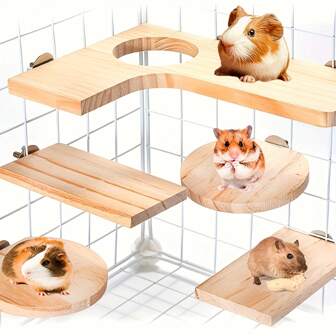 Hamster Cage Accessories, Wooden Platform, Short Hamster Cage Board, Sturdy Wooden Standing And Jumping Board, Durable Wooden Play Platform, Suitable For Parrot Cages, Mouse Cages (Boards)