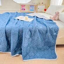 1pc Ice Cream Pattern Lightweight Silky Cool Blanket For Summer, Air Conditioning Throw - Dusty Blue - View 1