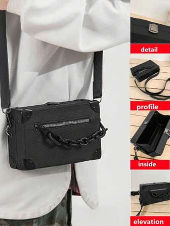 1 件男士时尚小众斜挎包，日本风格男士单肩包，男士方形迷你斜挎包钱包男士复古侧包