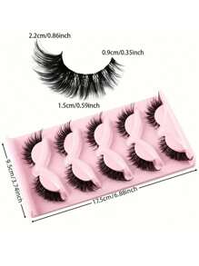 Cat Eye Lashes 5 Pairs - Faux Mink, Winged End, Long & Wispy Manga Effect | Natural Elongated Lashes - Cat Eye Lashes - View 5