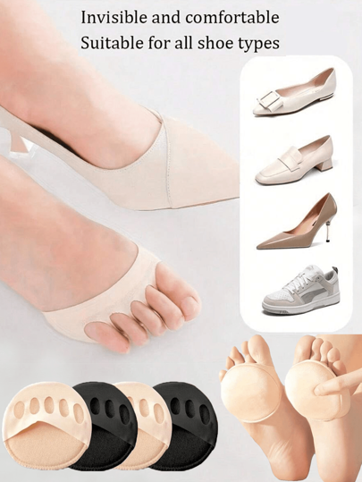 2Pcs/4Pcs Metatarsal Pads For Women & Men, Soft Forefoot Pads For Ball Of Feet, Reusable, BreathableSpring And Summer Invisible Sole Socks,Women's Five-Toe Forefoot Pads For High Heels, Comfortable Half Insoles For Foot Care, Non-Slip Toe Socks Inserts,Sandals Socks, Women's Half Length Socks, Forefoot Pads, Exposed Toe Socks, Anti Slip Five Finger Socks,Outdoor,Heels,Travel,Travel Accessories