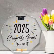 1 件 10 厘米 * 10 厘米九边形亚克力透明毕业生礼物毕业季纪念品家居装饰吊坠印刷 2025 年毕业，恭喜你做到了 - transparent - 查看 5