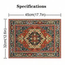 Boho Placemats Set Of 4/2 Pcs Bohemian Carpet Vintage Orange Grey Floral Linen Washable Kitchen Dining Table Mats Stain Heat-Resistant Desktop Decor Place Mats For Home Party Indoor 12x18 In