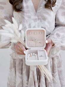 1pc Mini Jewelry Box, Portable Travel Jewelry Organizer, Multifunctional Jewelry Display Storage Case For Necklace, Earrings, Rings, Lipstick, Elegant Design Suitable For Home & Bedroom - Multicolor - View 7