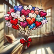 1 Piece, 2D Flat, Modern Acrylic Love Balloon Sun Catcher, Hanging Decoration For Valentine's Day, Anniversary Gift, Romantic Wall Garden Balcony Bedroom Office Kitchen Home Decoration, No Power Supply, Ideal For Weddings, Engagements, New Year Celebrations Gifts Birthday Graduation