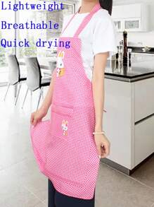 1 件轻质快干便捷围裙，兔子图案，成人系颈涤纶腰裙