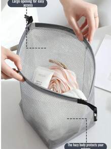 1 件旅行防水扣化妆包便携式折叠透明 PEVA 网状储物袋大容量手提包沙滩游泳手提包化妆品收纳袋女士男士