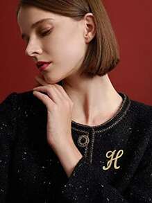 26-Piece Rhinestone English Letter Brooch, Unisex Fashion Simple Design For Clothes, Backpack, Handbag, Wallet, Scarf, Hat Accessories, Suitable For Work, Wedding, Dating, Evening Party - Multicolor - View 2