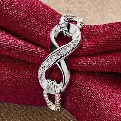 925 Sterling Silver Plated Numeral 8 AAA Zirconia Ring For Women Man Wedding Engagement Party Fashion Charm Jewelry