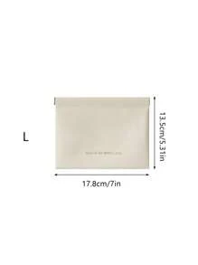 1pc Unisex Cream Color Press Open Cosmetic Data Cable Earphone Key Storage Pouch, PU Leather Mini Makeup Bag For Outdoor Travel, Auto-Closing Snap Lipstick Bag