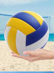 1pc Multi-Color PU Stitched Volleyball, , Elastic, High-Bounce 5# Beach Volleyball For Competition And Training